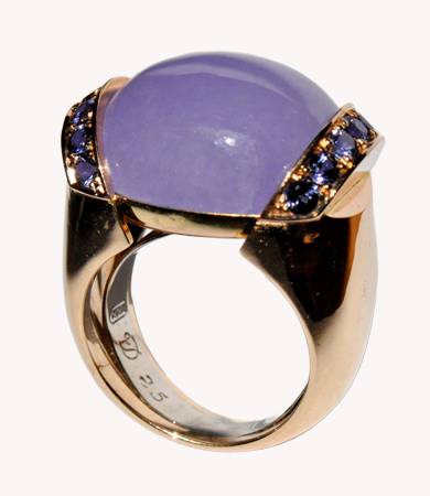 Lavender jade and lavender spinel rose gold T.A.C. ring | Statement Jewels