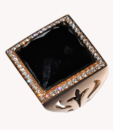 Rosé gold, diamond and onyx Artur Scholl ring | Statement Jewels