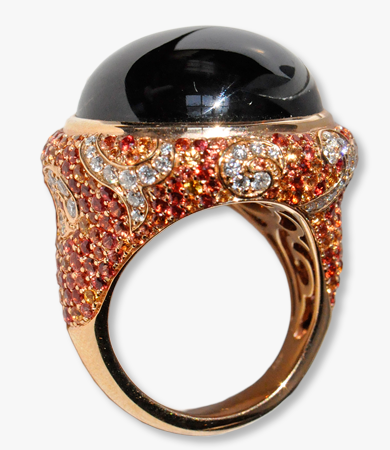 Rosé gold, sapphires, diamonds, smoky quartz Artur Scholl ring | Statement Jewels