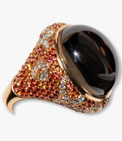 Rosé gold, sapphires, diamonds, smoky quartz Artur Scholl ring | Statement Jewels