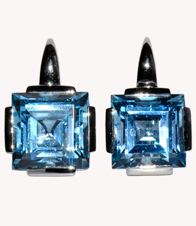 White gold and blue topaz Artur Scholl earrings | Statement Jewels
