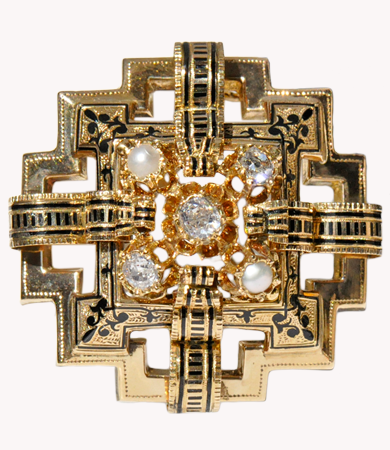 Yellow gold, pearls and diamonds antique brooch | Statement Jewels