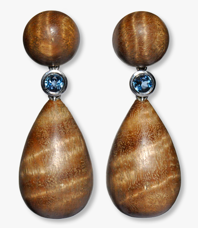 White gold, aquamarine & eucalyptus root T.A.C. earrings | Statement Jewels