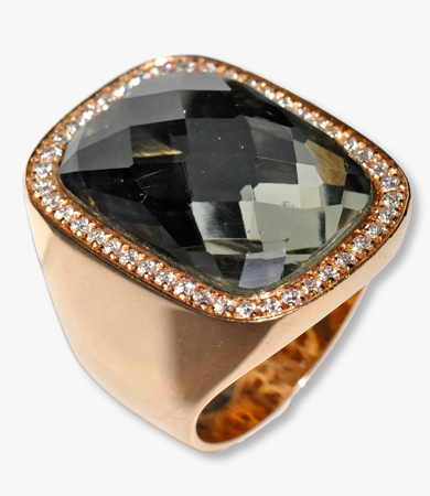 Rosé gold, green amethyst and diamonds Artur Scholl ring | Statement Jewels