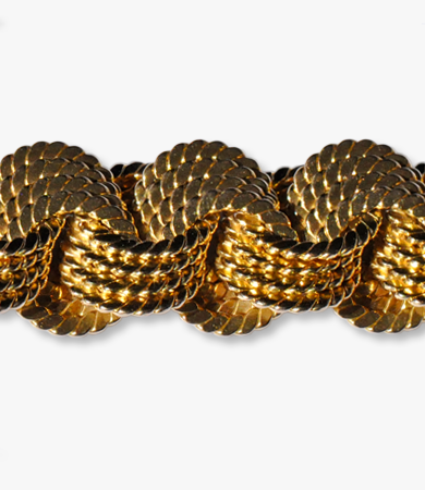 Yellow gold woven circles Italian bracelet | Statement Jewels