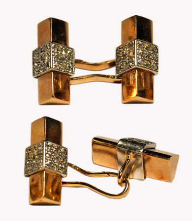 Platinum and rosé gold cufflinks with diamonds | Statement Jewels