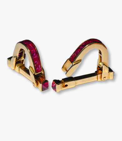 Yellow gold and ruby cufflinks | Statement Jewels