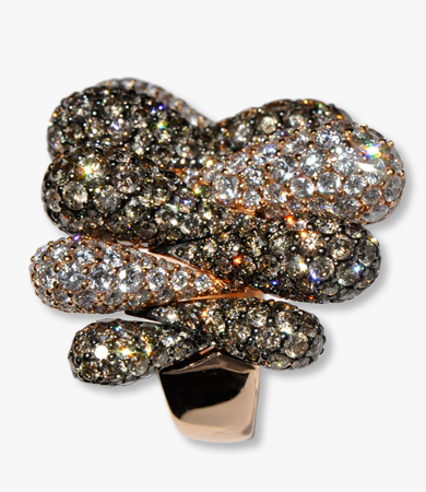 Rosé gold, white & Champagne diamonds Artur Scholl ring | Statement Jewels