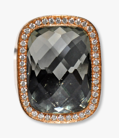Rosé gold, green amethyst and diamonds Artur Scholl ring | Statement Jewels