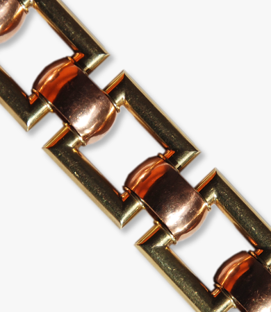 Yellow and rosé gold '40s square link bracelet | Statement Jewels