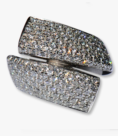 White gold Italian crossover ring with diamonds | Statement Jewels