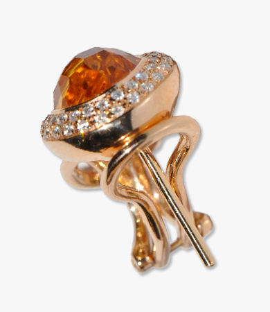 Rosé gold, diamond & citrine Artur Scholl earrings | Statement Jewels
