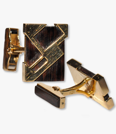 Yellow gold and snakewood Soubrenie et Bois cufflinks | Statement Jewels