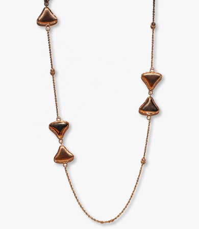 Rosé gold Artur Scholl necklace with satin & matte decorations | Statement Jewels