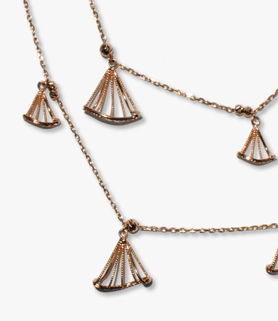 Rosé gold Artur Scholl necklace with fan-shaped decorations | Statement Jewels