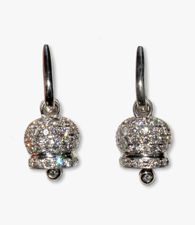 White gold and diamond tiny bell earrings | Statement Jewels