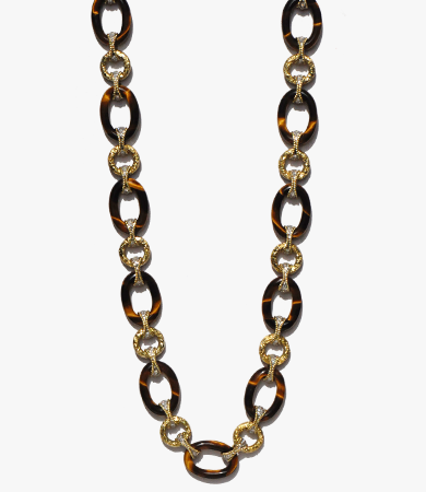 Yellow gold, platinum, tiger's-eye and diamond necklace | Statement Jewels