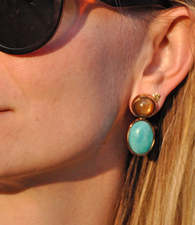 Rosé gold, sunstone & amazonite T.A.C. earrings | Statement Jewels